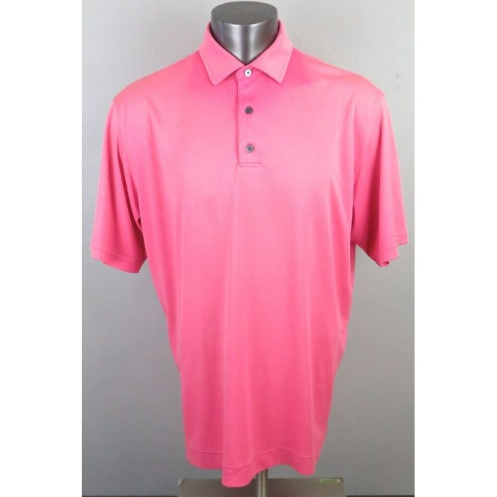 Mens Footjoy Pink Barbie Geometric Golf Polo Shirt Size XL Polyester Barbiecore